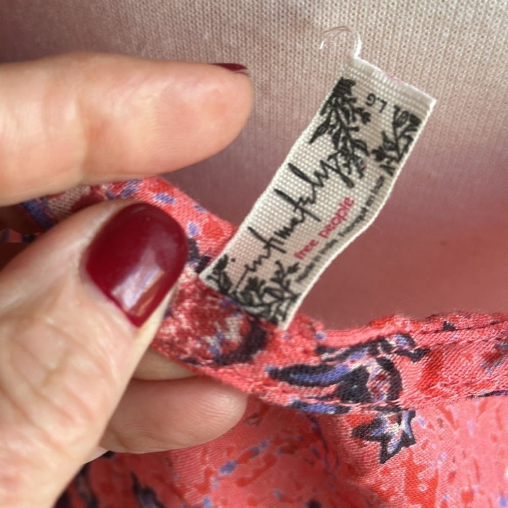 Free People Sunrise Nightie Mini Dress in Carnation Red Floral Large EUC - Picture 8 of 10